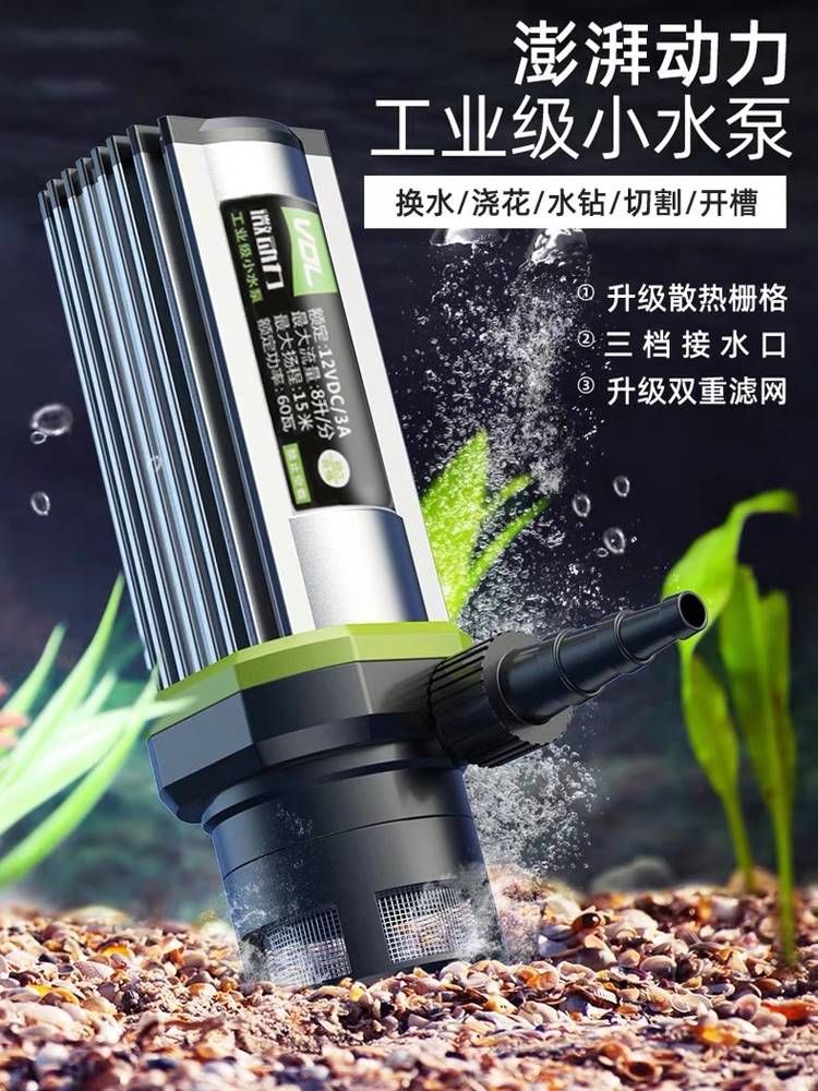 微动力12v小水泵抽水家用型220V潜水自吸微型全自动开槽水钻机泵