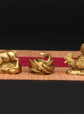 铜十二生肖摆件全套狗鼠铜牛鸡蛇马虎兔K龙羊猴猪工艺品生肖摆件