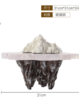 新中式倒b影假山雕塑摆件酒店大堂客厅玄关样板房售楼处装饰艺术