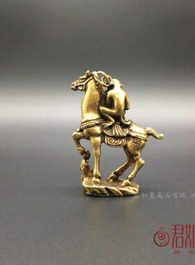 小摆件挂件把玩件猴小站马猴骑器立铜马小摆件马上封猴马铜上纯铜