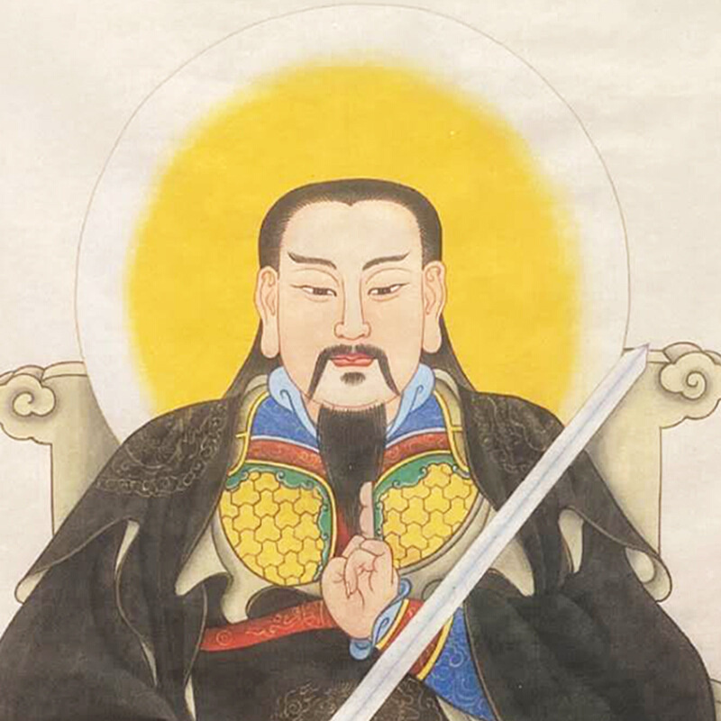 新款真武大帝神像挂画玄天上帝画像玄关镇宅画客厅书房丝绸卷轴画 - 图2