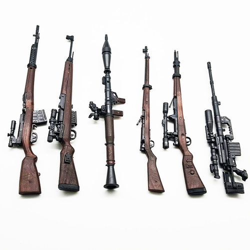 新款 4D拼装枪1：6兵人武器世界名枪收藏枪模军事模型儿童玩具 - 图3