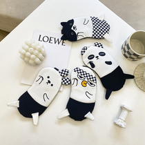 Cute black and white small animal blindfold to blame for sleep shading pure cotton breathable male female student ice compress adjustable