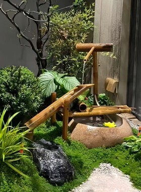 鹅卵石鱼缸日式流水石钵庭院造景办公室养鱼池水槽摆件流水景阳台