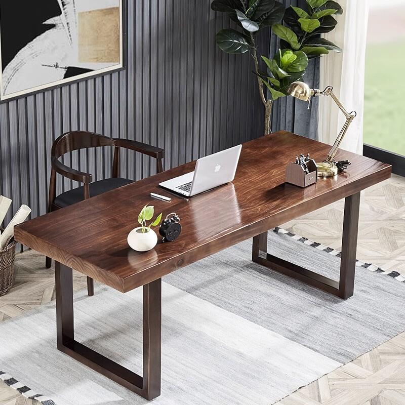 实木电脑桌台式约双人桌子家用书桌北欧轻奢办公电竞工作台 - 图2