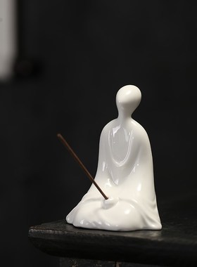 禅意陶瓷无相佛摆件o茶道配件小和尚盆景鱼缸造景中式家居客厅摆