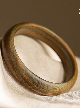 檀木手镯绿檀小叶紫檀木女款饰品文艺复古民族风简约手环手工礼物