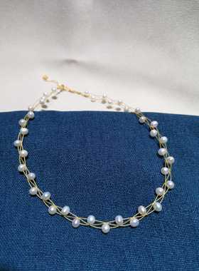 淡水珍珠项炼多层项链珍珠劲链