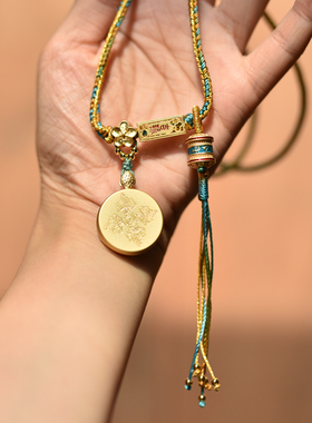 西藏拉萨直发纯矿物颜料绿度母项链民族风手工编织饰品男士女士