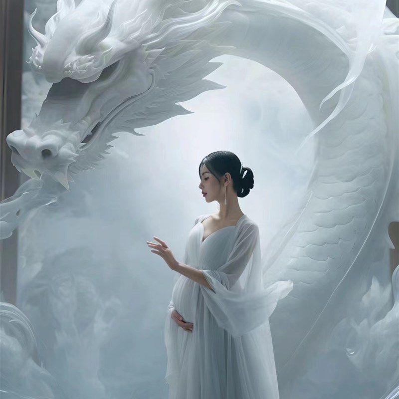 展会新款影楼主题仙气白色雪纺连衣裙礼服AI龙年孕妇孕妈咪拖地款,淘宝优惠券,粉丝福利购,淘宝优惠卷