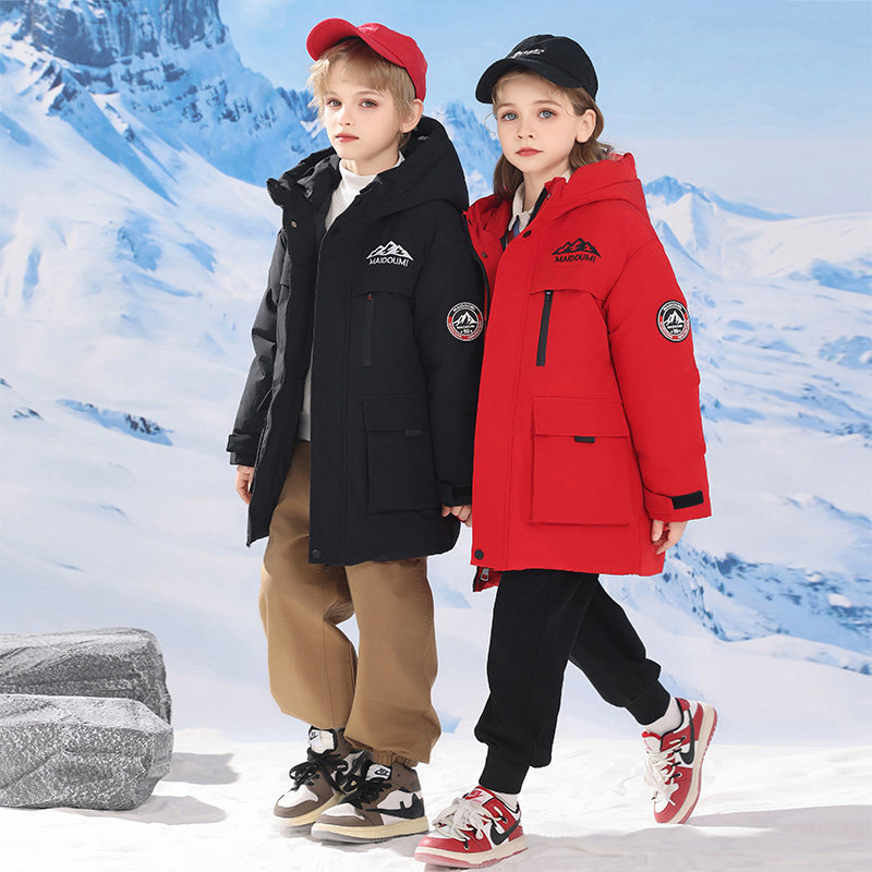 巴童巴拉三防儿童羽绒服男童中长款2025冬季女童工装加厚大童保暖,淘宝优惠券,粉丝福利购,淘宝优惠卷