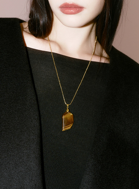 随形虎眼石金色链锁骨链高级可调