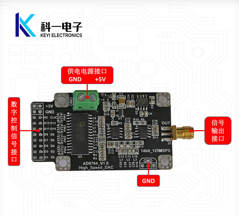 AD9764 高速DAC波形发生器数模转换器模块 14位125M FPGA开发配套 - 图1