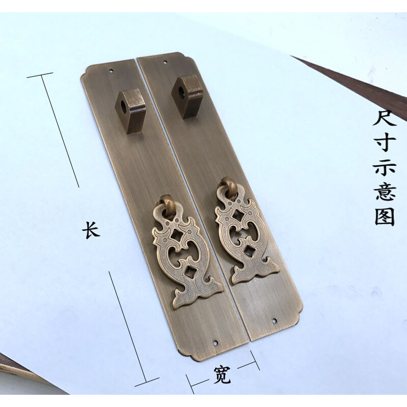 中式仿古明清家具铜配件明装书柜直条橱柜衣柜门纯铜拉手把手