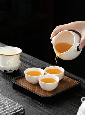 熊猫便携式旅行茶具小套装礼品精致女士户外泡茶壶茶杯露营快客杯