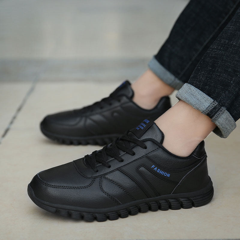 防滑防水防油厨房厨师鞋上班休闲皮鞋男士皮面工作鞋黑色运动鞋子,淘宝优惠券,粉丝福利购,淘宝优惠卷