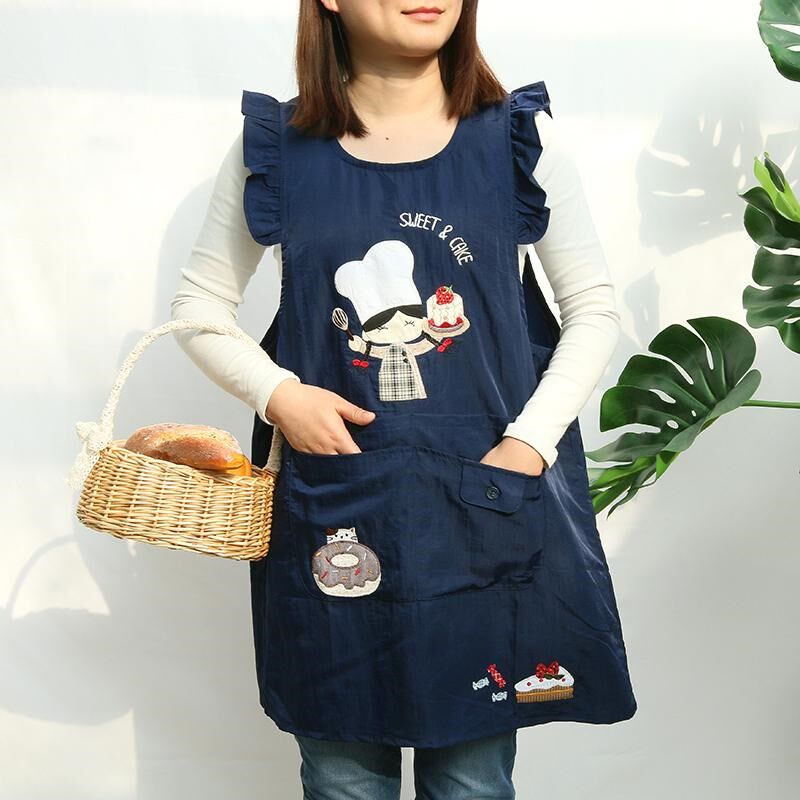园艺公主风防油污卡通厨房反穿罩衣烘焙花艺画画工作服无袖围裙