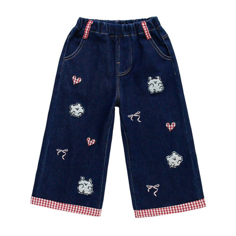 女童阔腿牛仔裤春秋2026新款小童卡通韩版洋气直筒春季女宝宝裤子,淘宝优惠券,粉丝福利购,淘宝优惠卷