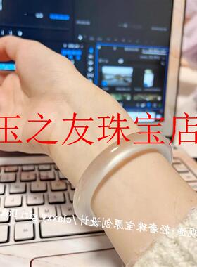 冰种水晶玉髓手镯荔枝冻玛瑙冰透白月光香槟金手镯高透美人条女款