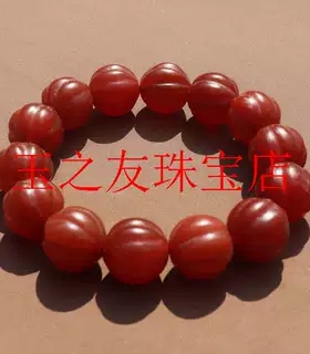 精选放大漏云南保山南红玛瑙精工雕刻南瓜珠手串男女同款饰品送礼