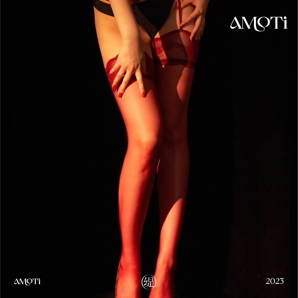 AMOTi 缇 心灵感触 -絺 [连体吊带]蕾丝一体3D性感腿环丝袜红色 - 图2