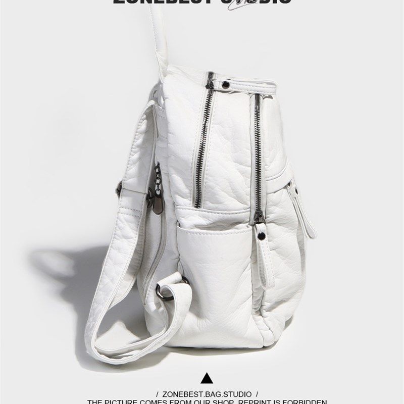 柔软水洗皮双肩包2025春夏新款休闲时尚女士防水背包百搭潮流书包,淘宝优惠券,粉丝福利购,淘宝优惠卷