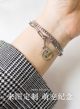 宠物毛发纪念照片项链手链定制刻字爪印相框挂件猫毛骨灰吊坠手串