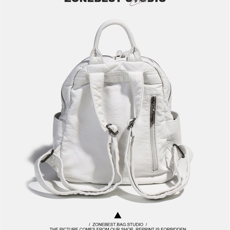 柔软水洗皮双肩包2025春夏新款休闲时尚女士防水背包百搭潮流书包,淘宝优惠券,粉丝福利购,淘宝优惠卷