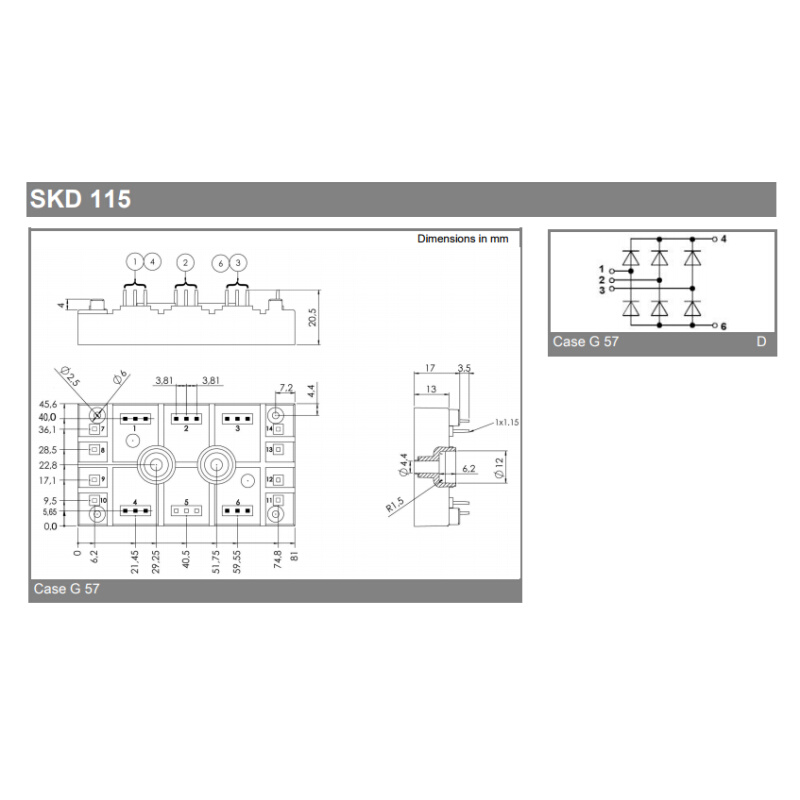 SKD115/16 SKD1146/16-L100 SKD145/16 SKD115/12 桥式整流器 - 图2