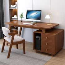 All solid wood computer desk desk bookcase integrated simple desktop office retractable corner home bedroom writing desk