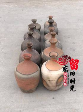 民俗老物件怀旧收藏老陶瓶旧陶罐家居装饰摆件陶酒坛插花餐厅酒吧