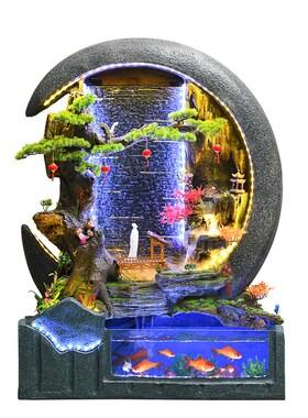 水幕墙假a山喷泉摆件流水屏风客厅玄关落地装饰风水轮生财庭院景