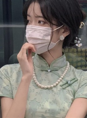 配旗袍珍珠项链女时尚复古装饰配饰品法式宫廷毛衣链项圈现货649