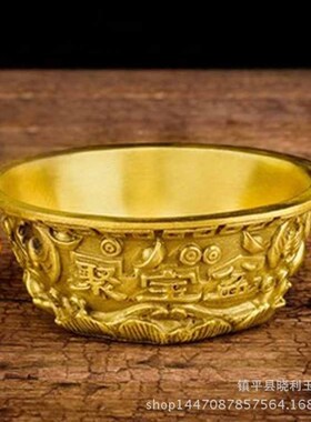 聚宝盆摆件五福o临门聚宝盆铜摆设实心金属工艺品