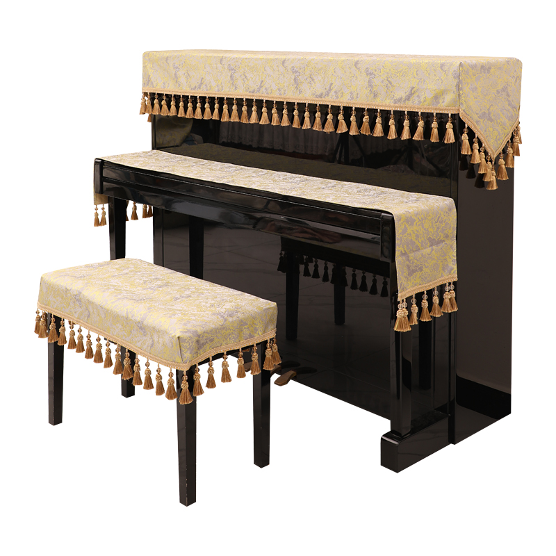 北欧钢琴罩半罩防尘罩布艺琴布盖布雅马哈现代简约通用琴披凳套 - 图0