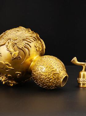 龙凤葫芦全铜葫芦摆件家居装饰摆设客厅办公室工艺品玄关招财摆件