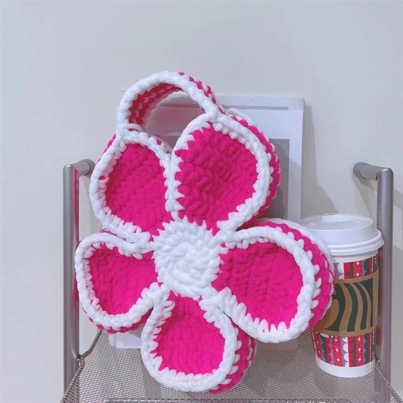 手工diy花瓣包包钩针编织材料包冰条线大花朵毛线单肩斜挎手提包,淘宝优惠券,粉丝福利购,淘宝优惠卷