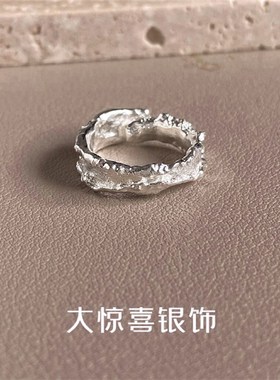 尾戒男女小指纯银小众设计感冷淡风素圈可调节日系号法式不婚单身