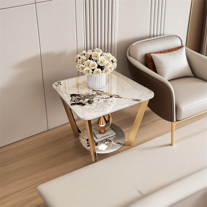N5极简岩板小茶几沙发边几大理石客厅方形角几床头轻奢阳台洽谈茶,淘宝优惠券,粉丝福利购,淘宝优惠卷