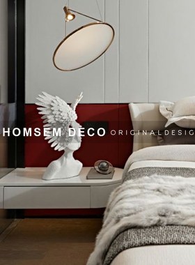 现代样板间玄关翅膀人像天使女孩摆件售楼M处客厅大堂人物雕塑装