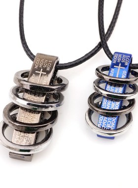 七夕情人节金文穿环男女情侣w饰品 时尚项链吊坠礼品 韩国饰品厂