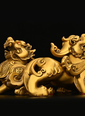 纯铜貔貅摆件财源滚滚公母貔貅y一对家居前台装饰店铺开业乔迁礼