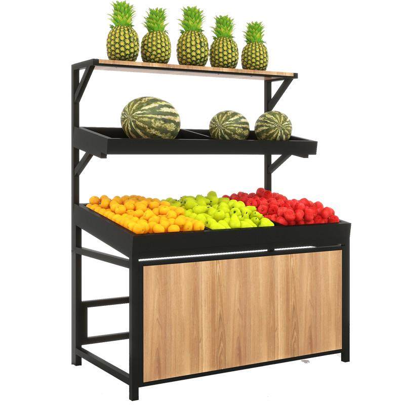生鲜超市水果货架展示架子水果店摆果框钢木果蔬置物架商用,淘宝优惠券,粉丝福利购,淘宝优惠卷
