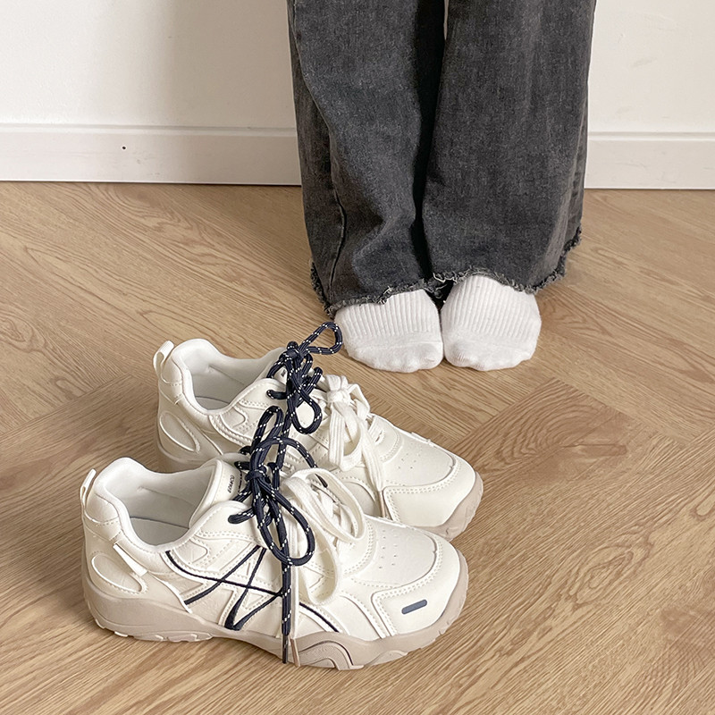 厚底德训鞋女2026新款休闲运动阿甘鞋百搭小白鞋女交叉绑带女鞋,淘宝优惠券,粉丝福利购,淘宝优惠卷