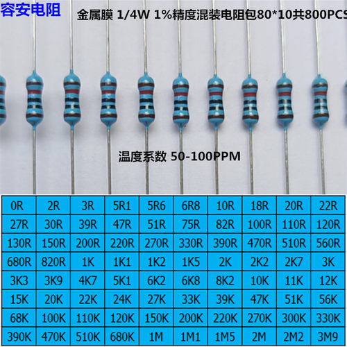 0.25W金属膜铜脚电阻1%RS485通迅120R1/4W高精度低温飘混装电阻包 - 图3