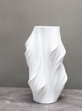 现代简约白色花器花插样板房售楼部卧室书房客厅S餐厅玄关摆件饰