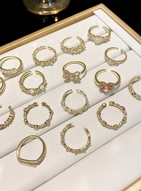 戒指女粗胖手大号小众设计适合手粗的轻奢高级感学生党开口指环饰