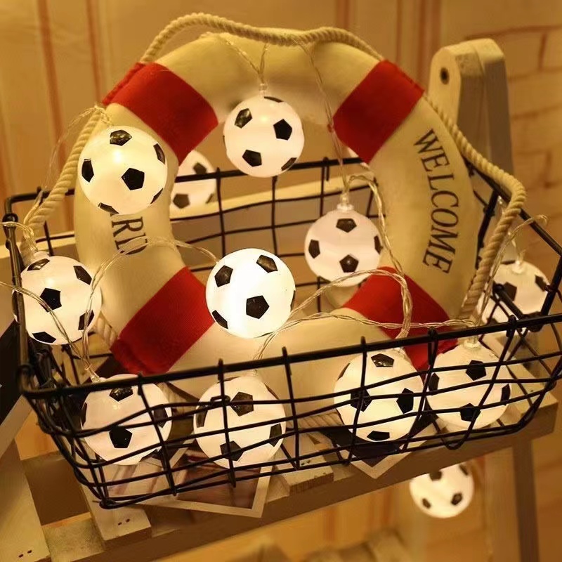 2022卡d塔尔世界杯装饰品场景布置创意足球灯串酒吧足球迷道具彩-图0