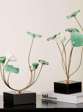 新中式禅意轻奢摆设客厅酒柜玄关软装饰品样板间高端建筑扇子摆件