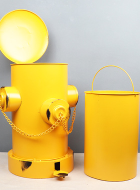 复古铁艺消防栓垃圾桶家用客厅创意酒吧脚踏式收纳桶落地装饰摆设